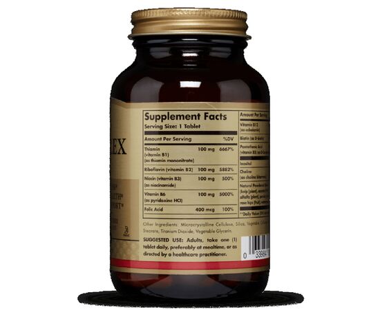 Вітамін Solgar Вітаміни B-комплекс, B-Complex "100", 100 таблеток (SOL01161), зображення 2 Вітамін Solgar Вітаміни B-комплекс, B-Complex "100", 100 таблеток (SOL01161), зображення 2