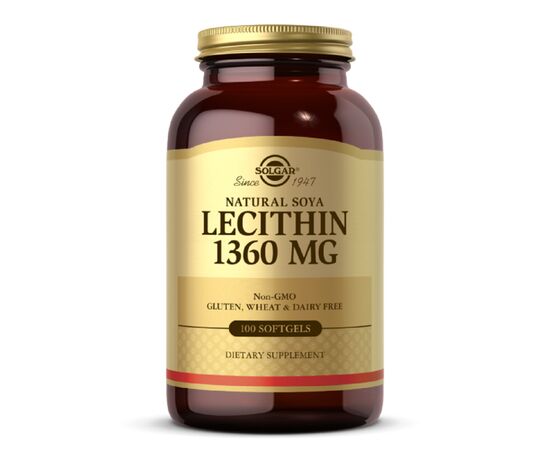 Амінокислота Solgar Лецитин невибілений 1360 мг, Natural Soya Lecithin, 100 жела (SOL01540)