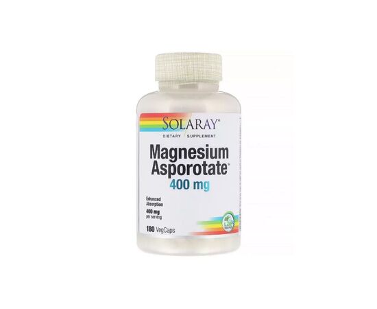 Минералы Solaray Аспартат Магния, Magnesium Asporotate, 400 мг, 180 Капсул (SOR-13223)
