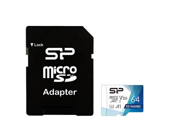 Карта пам'яті Silicon Power 64Gb microSDXC U3 A1 V30 Superior Color 100R/80W + adapter (SP064GBSTXDU3V20AB)