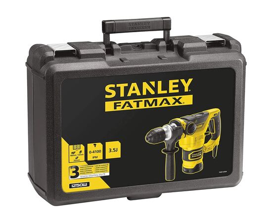 Перфоратор Stanley SDS-Plus, 1250 Вт, 3.5 Дж, 850 об/мин, кейс (FME1250K), изображение 3 Перфоратор Stanley SDS-Plus, 1250 Вт, 3.5 Дж, 850 об/мин, кейс (FME1250K), изображение 3