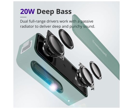 Акустическая система Tronsmart Element T2 Plus Green (370729), изображение 4 Акустическая система Tronsmart Element T2 Plus Green (370729), изображение 4