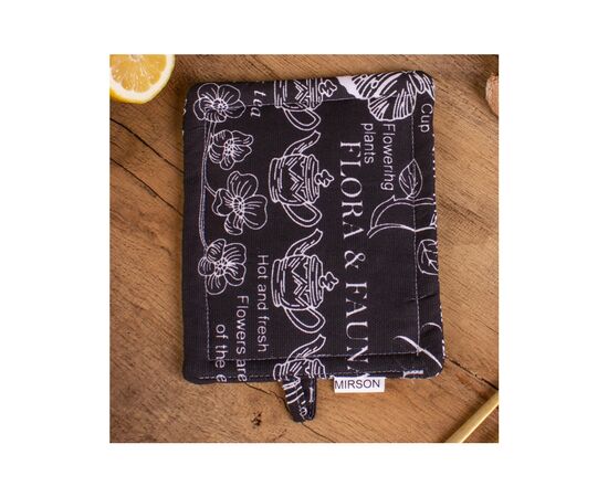 Кухонна прихватка MirSon рогожа/напівпанама №216 - Black flowers (2200006754411), зображення 2 Кухонна прихватка MirSon рогожа/напівпанама №216 - Black flowers (2200006754411), зображення 2