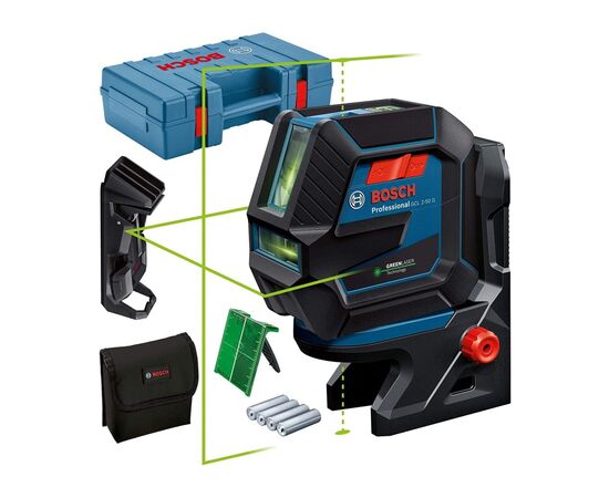 Лазерний нівелір Bosch Professional GCL 2-50 G, до 15 м, з тримачем RM 10, затиском DK 10, мішенню, кейс (0.601.066.M02)