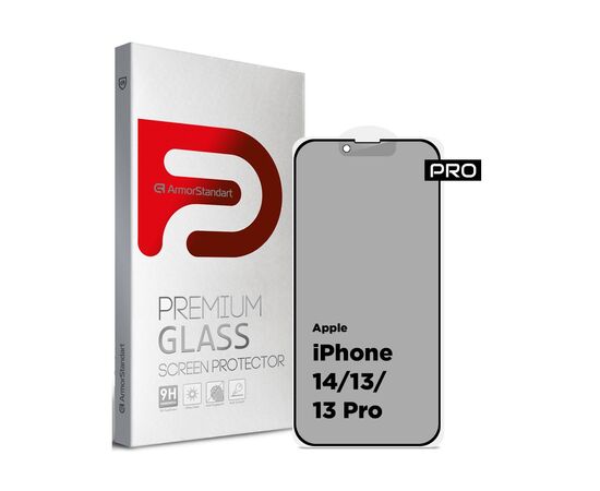 Стекло защитное Armorstandart Pro Anti-spy Matte Apple iPhone 14/13/13 Pro Black (ARM68603)