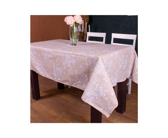 Скатерть MirSon Рогожа №207 Cream Flowers 130x260 см (2200006738022)