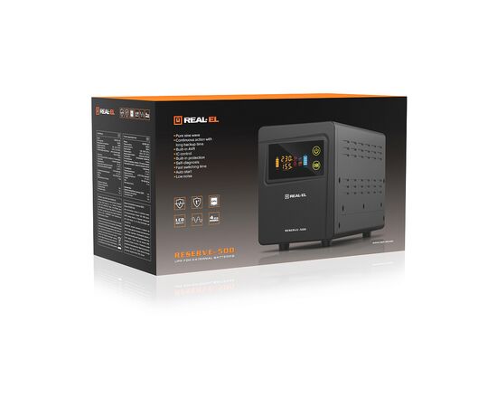 Источник бесперебойного питания REAL-EL RESERVE-500 (EL122100003), изображение 10 Источник бесперебойного питания REAL-EL RESERVE-500 (EL122100003), изображение 10