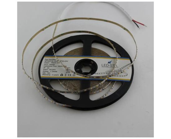 Светодиодная лента LED-STIL 3000K 7,2 Вт/м 2216 120 діодів IP33 24 В (DFN2216-120A3-IP33-24V), изображение 3 Светодиодная лента LED-STIL 3000K 7,2 Вт/м 2216 120 діодів IP33 24 В (DFN2216-120A3-IP33-24V), изображение 3