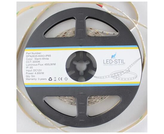 Светодиодная лента LED-STIL 3000K 4,8 Вт/м 2835 60 діодів IP65 12 Вольт 400 lm (DFN2835-60A3-IP65), изображение 4 Светодиодная лента LED-STIL 3000K 4,8 Вт/м 2835 60 діодів IP65 12 Вольт 400 lm (DFN2835-60A3-IP65), изображение 4