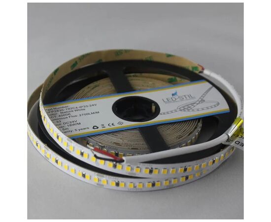 Светодиодная лента LED-STIL 4000K 18 Вт/м 2835 192 діода IP33 24 Вольта 2700 lm нейтральне світло (DFP2835-192C4-IP33-24V), изображение 3 Светодиодная лента LED-STIL 4000K 18 Вт/м 2835 192 діода IP33 24 Вольта 2700 lm нейтральне світло (DFP2835-192C4-IP33-24V), изображение 3