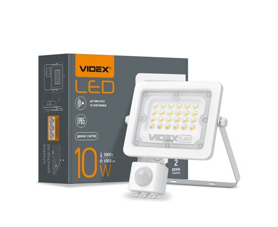 Прожектор Videx LED  10W 5000K с датчиком движения (VL-F2e105W-S), изображение 5 Прожектор Videx LED  10W 5000K с датчиком движения (VL-F2e105W-S), изображение 5