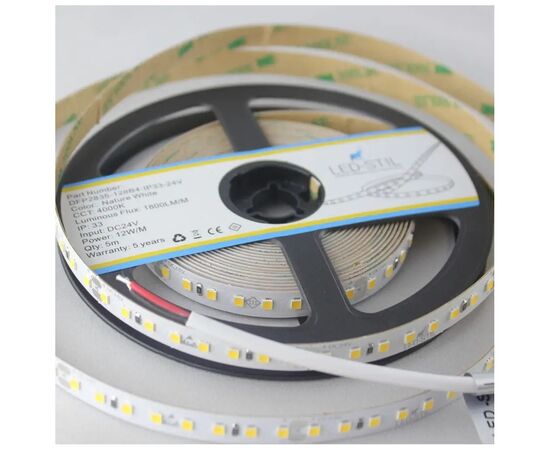 Светодиодная лента LED-STIL 4000K 12 Вт/м 2835 128 діодів IP33 24 Вольта 1800 lm нейтральне світло (DFP2835-128B4-IP33-24V), изображение 3 Светодиодная лента LED-STIL 4000K 12 Вт/м 2835 128 діодів IP33 24 Вольта 1800 lm нейтральне світло (DFP2835-128B4-IP33-24V), изображение 3