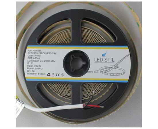 Светодиодная лента LED-STIL 6000K 18 Вт/м 2835 192 діода IP33 24 Вольта 2900 lm холодне світло (DFP2835-192C6-IP33-24V), изображение 2 Светодиодная лента LED-STIL 6000K 18 Вт/м 2835 192 діода IP33 24 Вольта 2900 lm холодне світло (DFP2835-192C6-IP33-24V), изображение 2