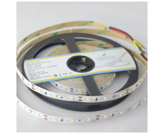 Светодиодная лента LED-STIL 6000K 4,8 Вт/м 2835 60 діодів IP33 12 Вольт 550 lm (DFN2835-60A6-IP33), изображение 3 Светодиодная лента LED-STIL 6000K 4,8 Вт/м 2835 60 діодів IP33 12 Вольт 550 lm (DFN2835-60A6-IP33), изображение 3