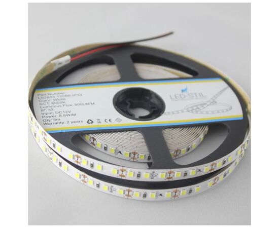 Светодиодная лента LED-STIL 6000K 8,6 Вт/м 2835 120 діодів IP33 12 Вольт 900 lm (LS2835-120B6-IP33), изображение 2 Светодиодная лента LED-STIL 6000K 8,6 Вт/м 2835 120 діодів IP33 12 Вольт 900 lm (LS2835-120B6-IP33), изображение 2