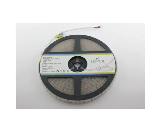 Светодиодная лента LED-STIL 9,6 Вт/м 2835 120 діодів IP68 12 Вольт 130 lm СИНІЙ (DFN2835-120A-IP68-B), изображение 3 Светодиодная лента LED-STIL 9,6 Вт/м 2835 120 діодів IP68 12 Вольт 130 lm СИНІЙ (DFN2835-120A-IP68-B), изображение 3