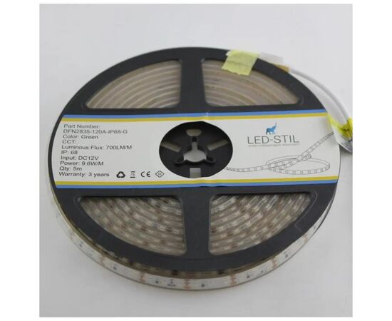 Светодиодная лента LED-STIL 9,6 Вт/м 2835 120 діодів IP68 12 Вольт 420 lm Зелений (DFN2835-120A-IP68-G), изображение 4 Светодиодная лента LED-STIL 9,6 Вт/м 2835 120 діодів IP68 12 Вольт 420 lm Зелений (DFN2835-120A-IP68-G), изображение 4