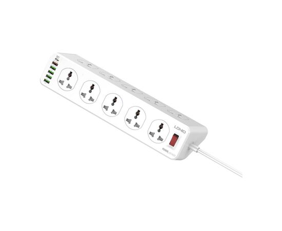 Сетевой фильтр питания LDNIO SC10610, 5роз + 3USB (SC10610), изображение 3 Сетевой фильтр питания LDNIO SC10610, 5роз + 3USB (SC10610), изображение 3