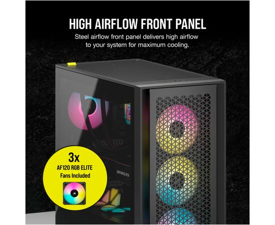 Корпус Corsair iCUE 4000D RGB Airflow Black (CC-9011240-WW), изображение 3 Корпус Corsair iCUE 4000D RGB Airflow Black (CC-9011240-WW), изображение 3