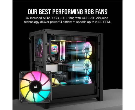 Корпус Corsair iCUE 4000D RGB Airflow Black (CC-9011240-WW), изображение 4 Корпус Corsair iCUE 4000D RGB Airflow Black (CC-9011240-WW), изображение 4