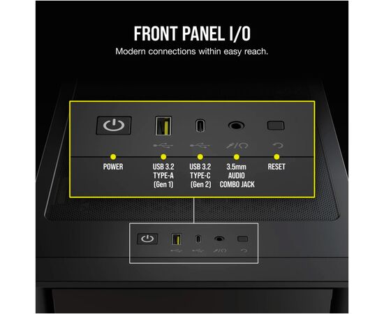 Корпус Corsair iCUE 4000D RGB Airflow Black (CC-9011240-WW), изображение 6 Корпус Corsair iCUE 4000D RGB Airflow Black (CC-9011240-WW), изображение 6