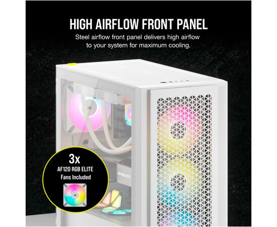 Корпус Corsair iCUE 4000D RGB Airflow White (CC-9011241-WW), изображение 3 Корпус Corsair iCUE 4000D RGB Airflow White (CC-9011241-WW), изображение 3