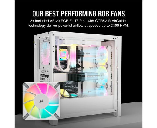Корпус Corsair iCUE 4000D RGB Airflow White (CC-9011241-WW), изображение 4 Корпус Corsair iCUE 4000D RGB Airflow White (CC-9011241-WW), изображение 4