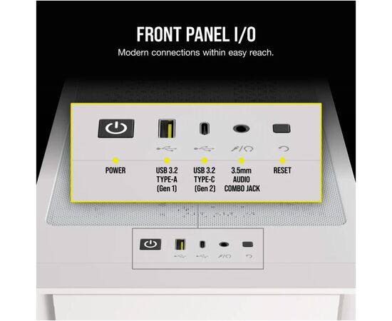 Корпус Corsair iCUE 4000D RGB Airflow White (CC-9011241-WW), изображение 6 Корпус Corsair iCUE 4000D RGB Airflow White (CC-9011241-WW), изображение 6
