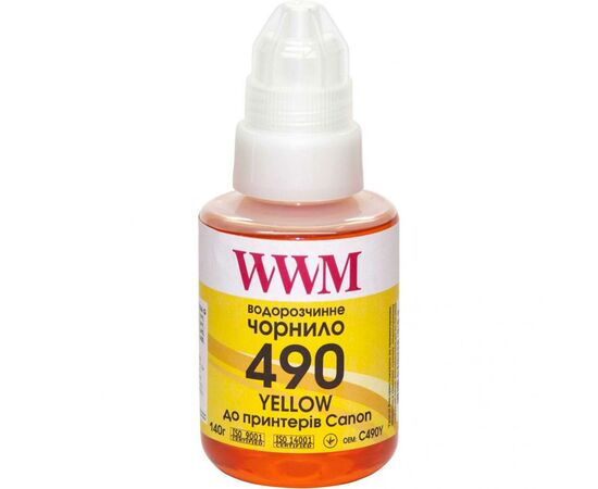 Чернила WWM Canon GI-490, 140г Yellow (C490Y)