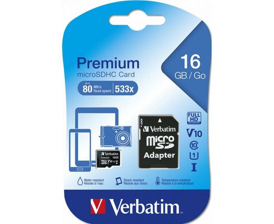 Карта пам'яті Verbatim 16GB microSDHC class 10 (MDAVR-10/G), зображення 3 Карта пам'яті Verbatim 16GB microSDHC class 10 (MDAVR-10/G), зображення 3