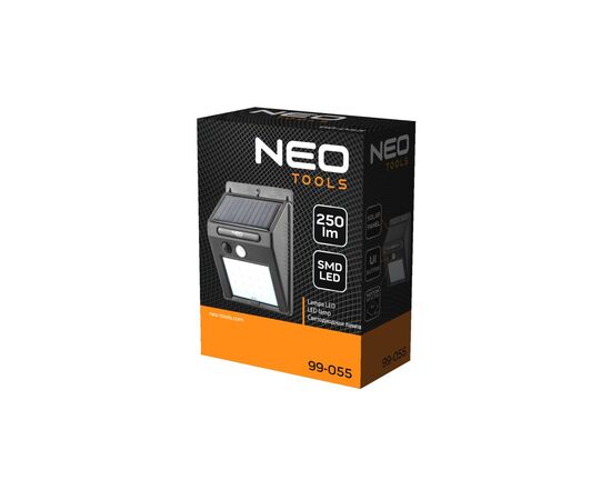 Прожектор Neo Tools 250 люмен, 1200 мАг, 3.7 Li-Ion, SMD LED, датчик руху та сутінків, IP44 (99-055), изображение 2 Прожектор Neo Tools 250 люмен, 1200 мАг, 3.7 Li-Ion, SMD LED, датчик руху та сутінків, IP44 (99-055), изображение 2
