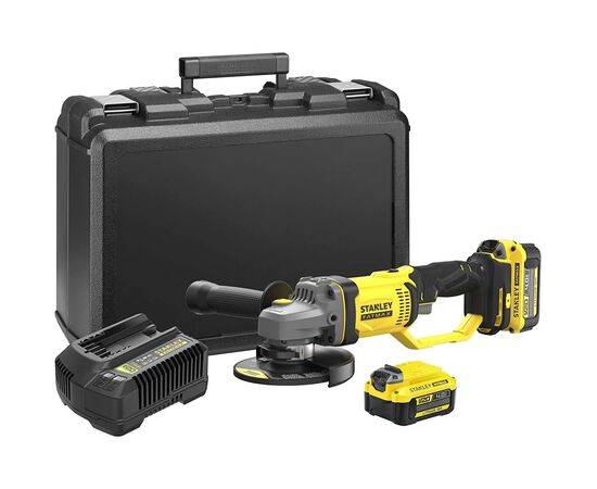 Шлифовальная машина Stanley FatMax, Li-Ion 18V, 2x4Ah, 9000 об/мин, d=125 мм, 2.66кг, кейс (SFMCG400M2K), изображение 3 Шлифовальная машина Stanley FatMax, Li-Ion 18V, 2x4Ah, 9000 об/мин, d=125 мм, 2.66кг, кейс (SFMCG400M2K), изображение 3