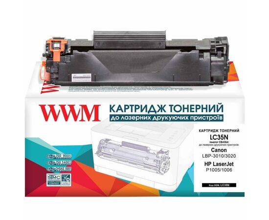 Картридж WWM для HP LJ P1005/P1006, Canon 712 аналог CB435A (LC35N)
