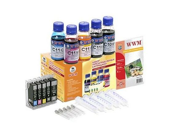 Комплект перезаправляемых картриджей WWM CANON IP4840/3600/4600/MP540/MG5140 (RC.CLI-521)