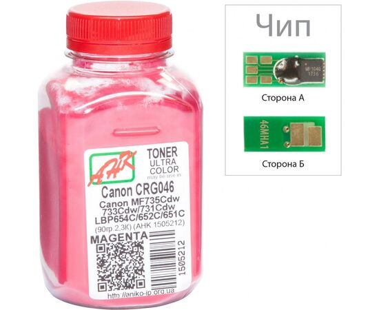 Тонер Canon LBP-650/MF-730, 90г Magenta +chip AHK (1505216)