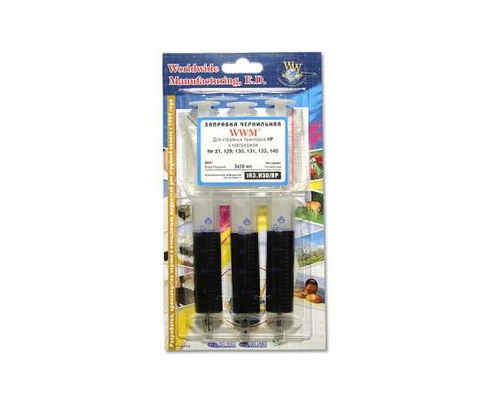 Заправочный набор WWM HP №21/121/122 (3 x 20мл) Black Pigmented (IR3.H30/BP)