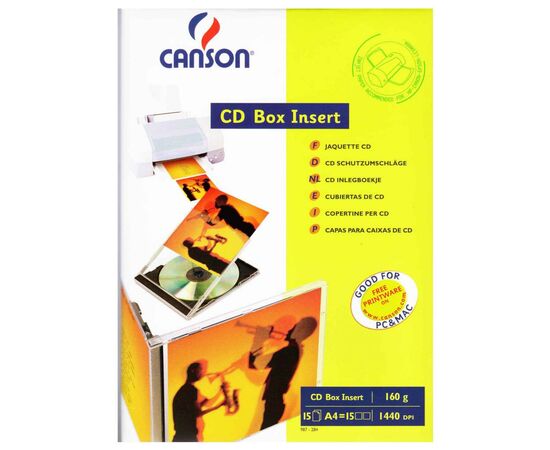 Бумага Canson для CD/ DVD, вкладка, 160г, A4, 15ст (872846)