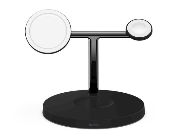 Зарядное устройство Belkin MagSafe 3in1 Wireless Charger, black (WIZ009VFBK), изображение 2 Зарядное устройство Belkin MagSafe 3in1 Wireless Charger, black (WIZ009VFBK), изображение 2