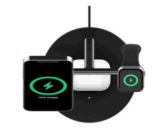 Зарядное устройство Belkin MagSafe 3in1 Wireless Charger, black (WIZ009VFBK), изображение 7 Зарядное устройство Belkin MagSafe 3in1 Wireless Charger, black (WIZ009VFBK), изображение 7