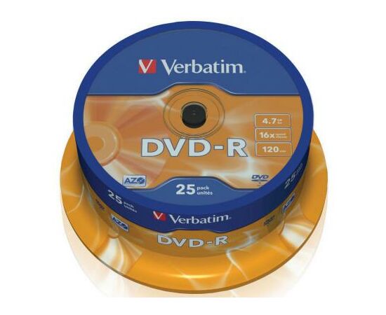 Диск DVD Verbatim 4.7Gb 16X CakeBox 25шт (43522)