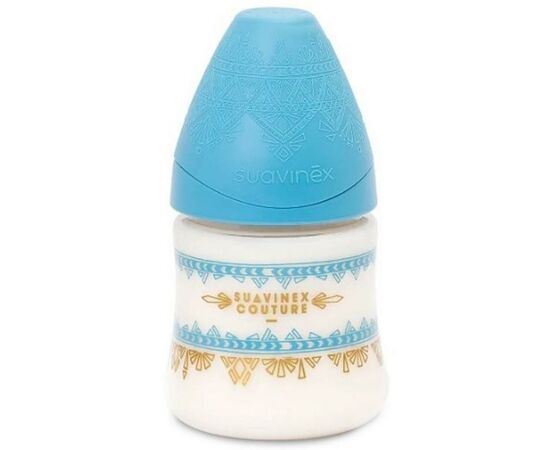 Бутылочка для кормления Suavinex Couture, 150 мл, 0+ голубая (304127)