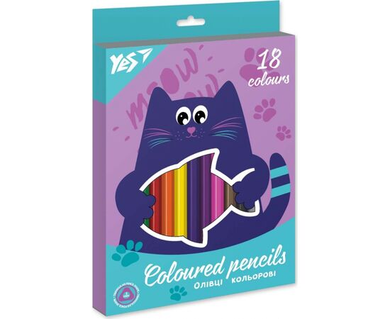 Олівці кольорові Yes 18 кол Kittycon (290682)