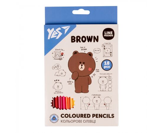 Олівці кольорові Yes 18 кол Line Friends (290712)