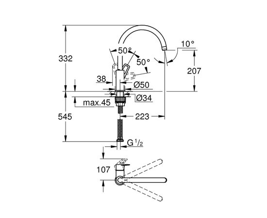 Смеситель Grohe 31232001 (CV031944), изображение 3 Смеситель Grohe 31232001 (CV031944), изображение 3