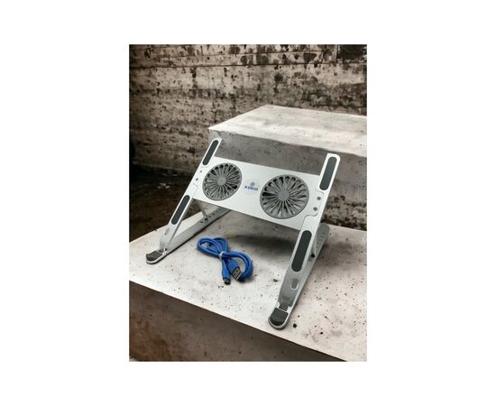 Подставка для ноутбука XoKo NST-101 Aluminium с активным охлаждением Silver (XK-NST-101-SL), изображение 6 Подставка для ноутбука XoKo NST-101 Aluminium с активным охлаждением Silver (XK-NST-101-SL), изображение 6