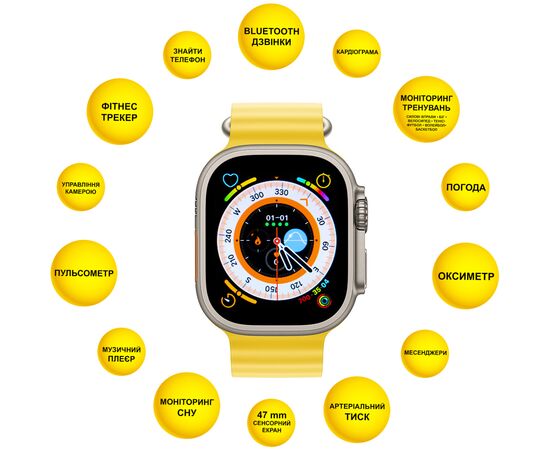 Смарт-часы AURA X4 ProMax 53mm Yellow (SWAX453Y), изображение 2