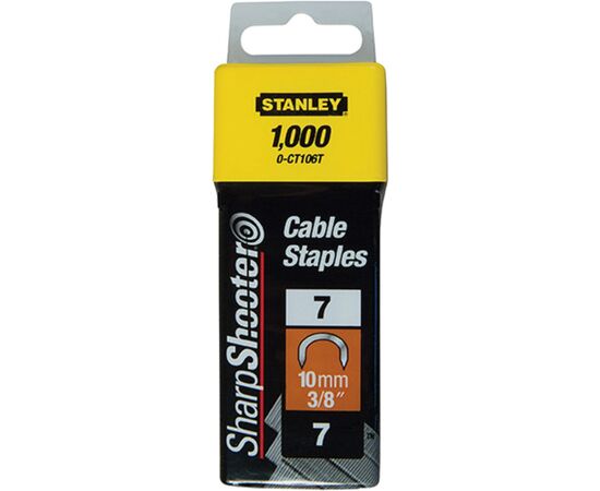 Скобы для строительного степлера Stanley CABLE, тип "7", L=10мм, полукруглые, 1000шт. (1-CT106T)