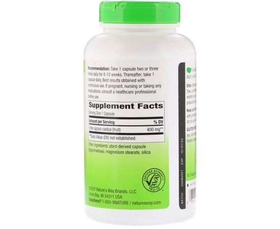 Травы Nature's Way Витекс, Авраамово дерево, 400 mg, 320 Капсул (NWY-11923), изображение 2 Травы Nature's Way Витекс, Авраамово дерево, 400 mg, 320 Капсул (NWY-11923), изображение 2