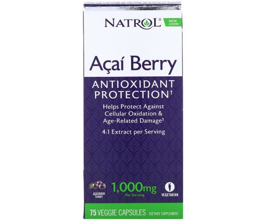 Травы Natrol Ягоды Асаи, 1000 мг, 75 вегетарианских капсул (NTL-05576)