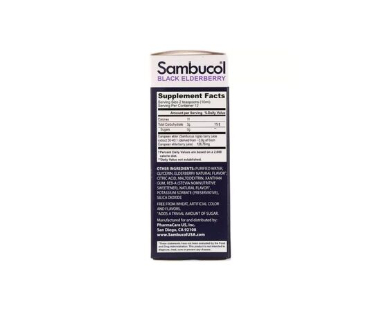 Трави Sambucol Сироп З Чорної Бузини, Без Сахара, 120 мл (4 рідких унцій (SBL-00113), зображення 2 Трави Sambucol Сироп З Чорної Бузини, Без Сахара, 120 мл (4 рідких унцій (SBL-00113), зображення 2